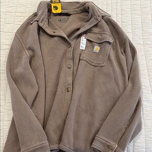 Carhartt Taupe Waffle Knit Shirt Jacket